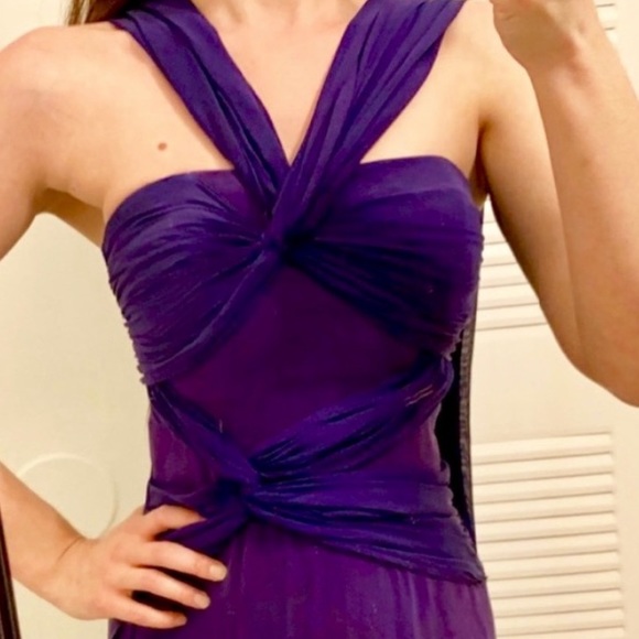 SOLD Nicole Miller Strapless Purple Ombré Silk Gown - Picture 5 of 10